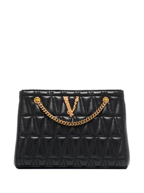 Virtus quilted leather shoulder bag by VERSACE
