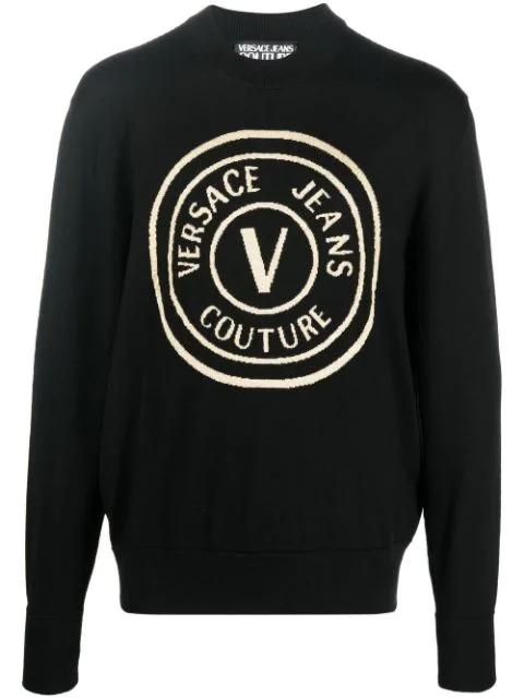 logo-print crew neck sweater by VERSACE 