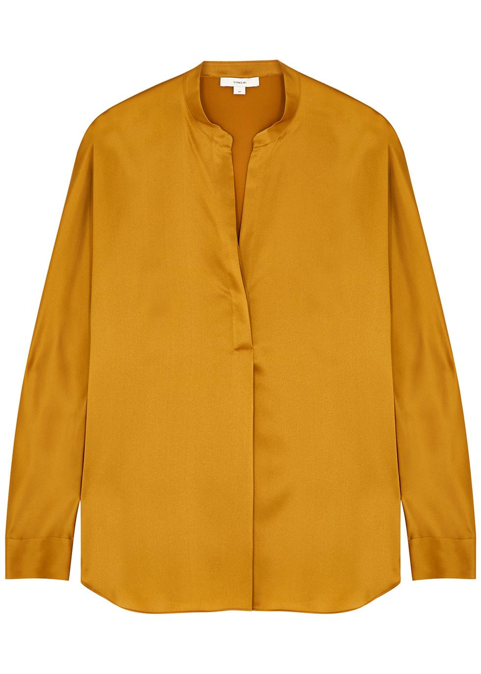 Orange silk-satin blouse by VINCE