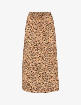 Bark-print woven midi skirt by WHISTLES