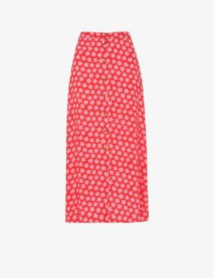 Daisy floral-print woven midi skirt by WHISTLES
