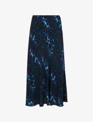 Night Cat leopard-print woven midi skirt by WHISTLES