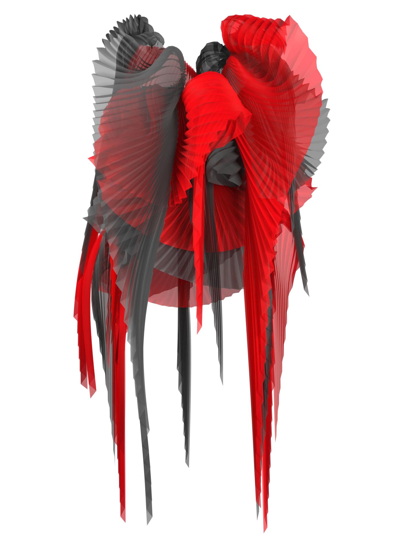 Pleated wings red/black by YAZDAN FERDOS