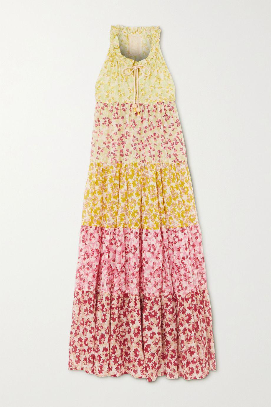 Hippy tiered floral-print cotton-voile maxi dress by YVONNE S