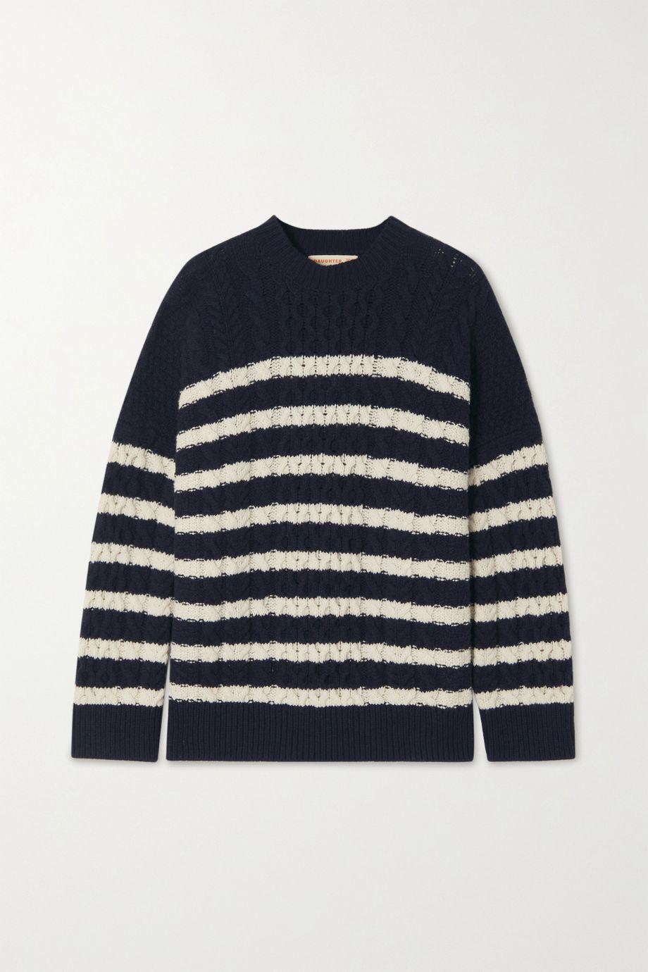 + NET SUSTAIN Ina striped cable-knit wool turtleneck sweater by &DAUGHTER